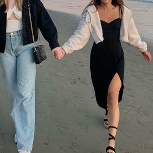 Black maxi dress with slit